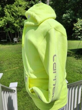 Carhartt High-Visibility Neon Yellow Hooded Pullover Sweatshirt Mens Small - NWT